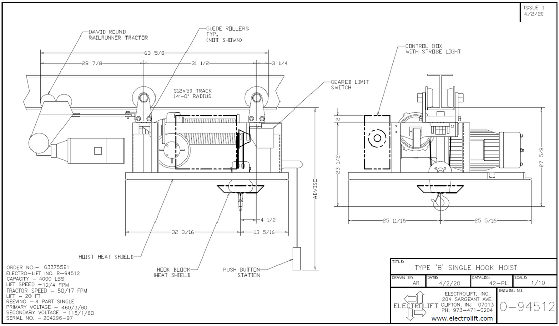 Electrolift Electric Wire Rope Hoist Drawing