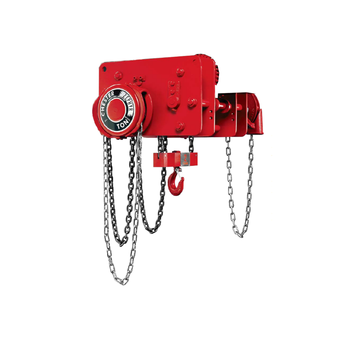 Chester Zephyr Low-Headroom Geared Trolley Hoist Red