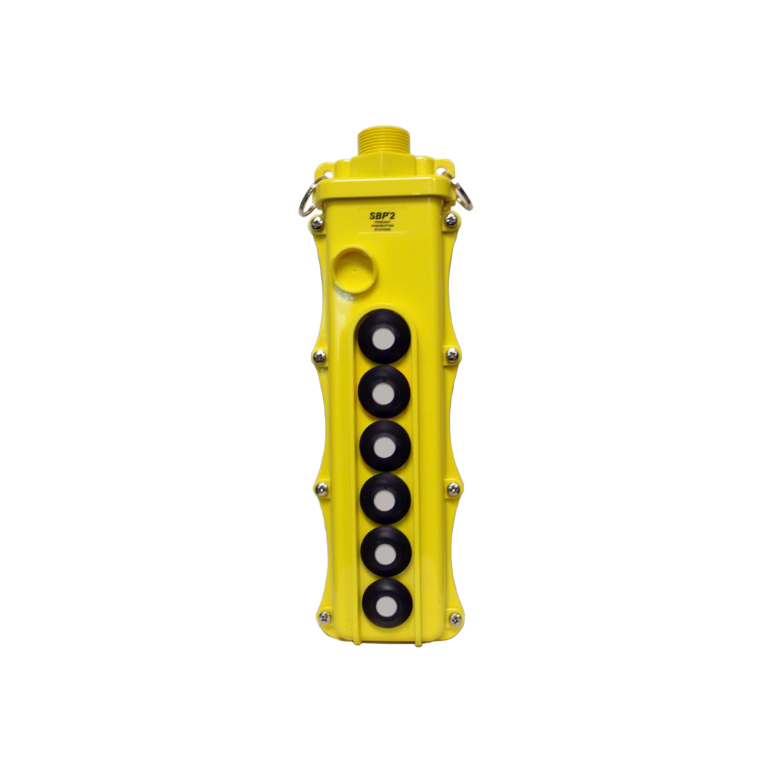 Magnetek SBP2 Pendants | 6 Button | Part Numbers: 
SBP2-6-WA (One-Speed)
SBP2-6-WS (Two-Speed)
SBP2-6-WT (Three-Speed)