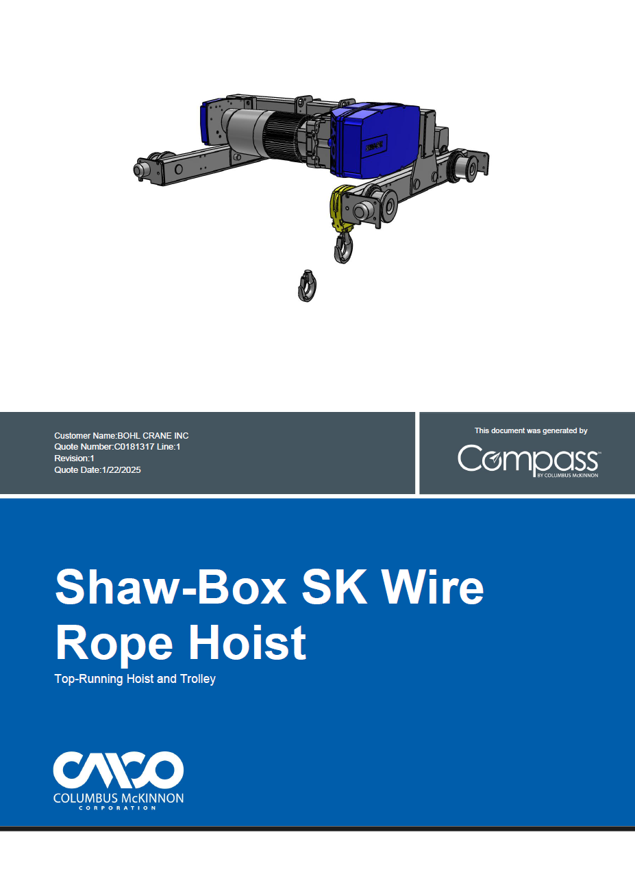 Shaw Box Wire Rope Reeving Chart.pdf Shaw-Box SK Wire Rope Hoist | Top Running Low Profile – Bohl Crane ...