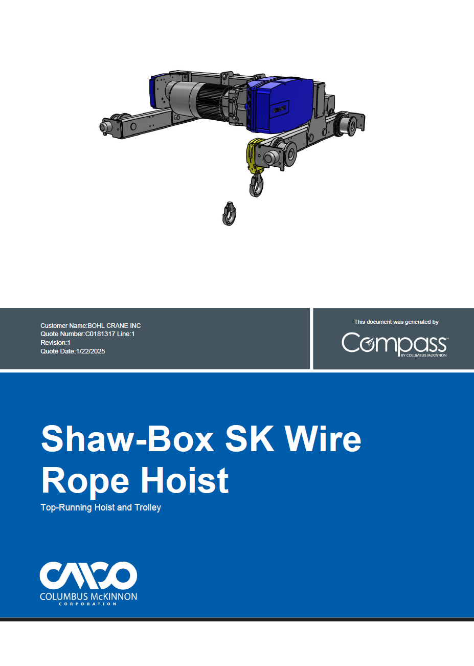 Shaw-Box Top Running Hoists Drawings