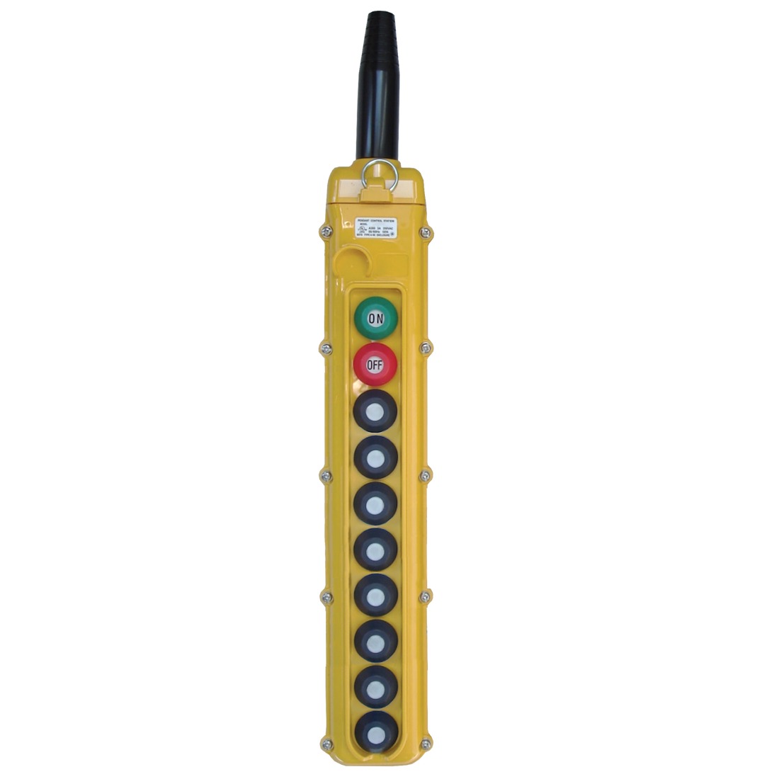 10-Button Pendants, Momentary On/Off, Single, Two, Three Speed (SBN-10-WB,-WBS,-WBT) Yellow